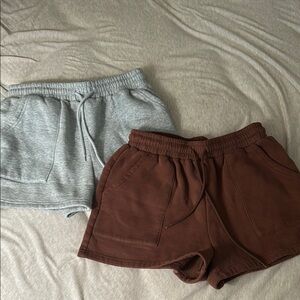 Gray and Brown Casual Shorts Set